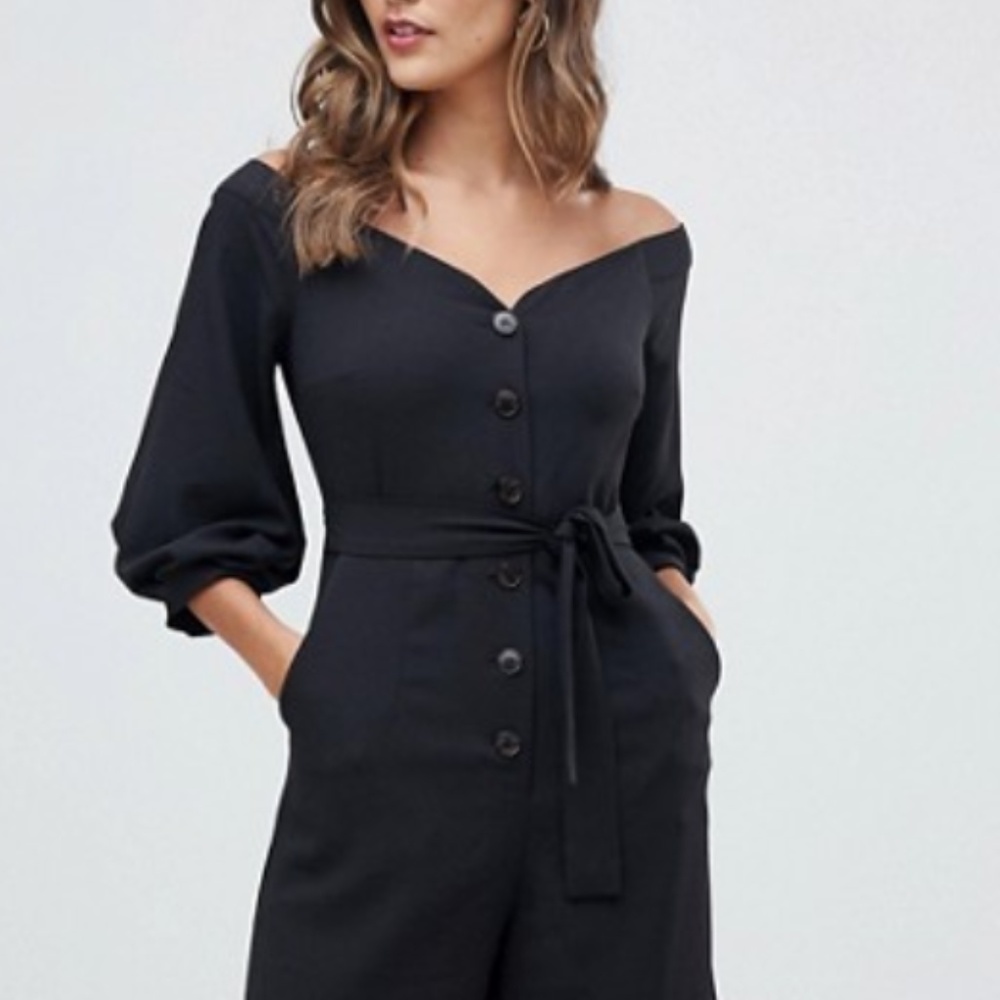 Whistles Carina Off-the-Shoulder Black Jumpsuit